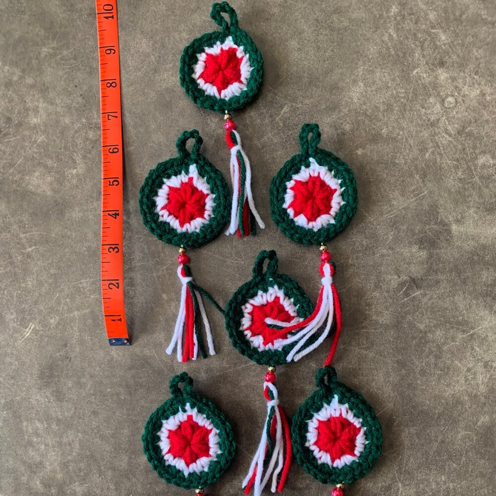 6 Mini Christmas Dream Catchers Hand Crocheted